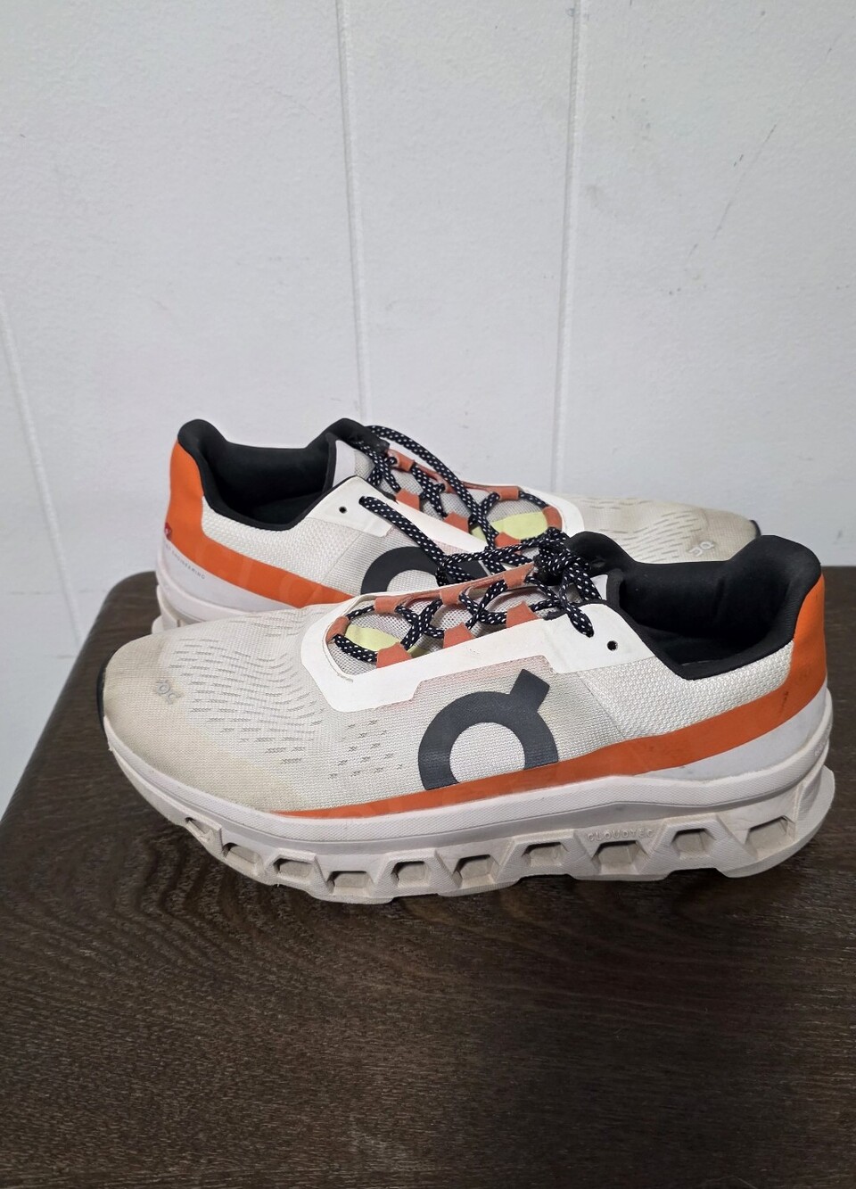 On Cloud Cloudmonster Womens Running Shoe size 10.5 Orange and White, Used